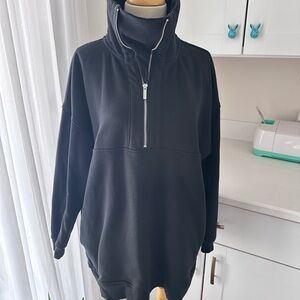 Black Half-Zip Pullover Sweatshirt